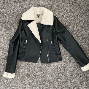Leather bomber jacket.